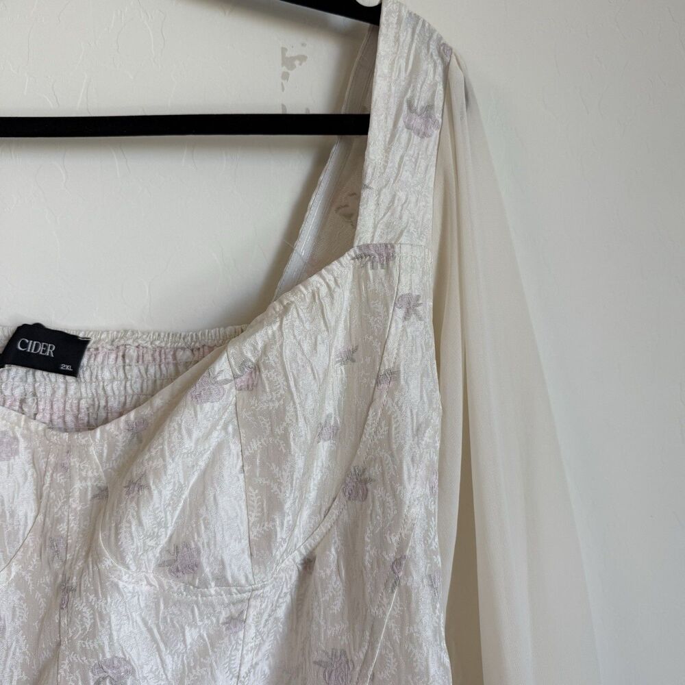 Cider Corset Top Puff Sleeve Floral Mini Dress Whimsy Fairy Bridal - Picture 8 of 11